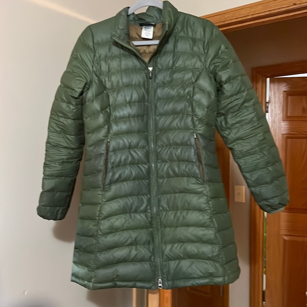 Patagonia olive goose down jacket. Small.